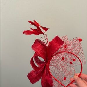 Elegant Red Fascinator Headband